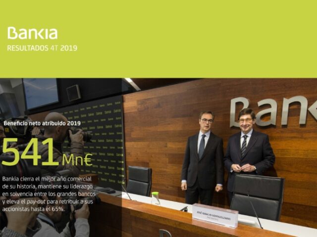 Bankia obtiene un beneficio de 541 millones de euros en 2019