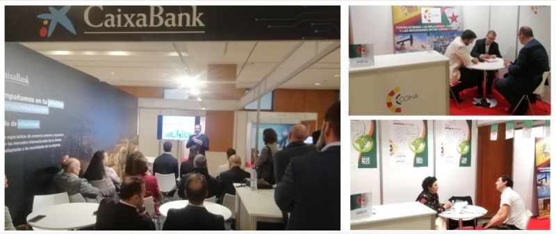 Stand de CaixaBank. Y los dos satnds de los representantes de Argelia, BCNMeets Algèria y CCHIA