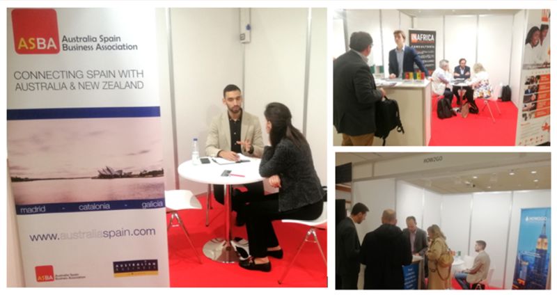 Zona de exposición. Stands de ASBA y de las empresas consultoras InAfrica y How2Go.